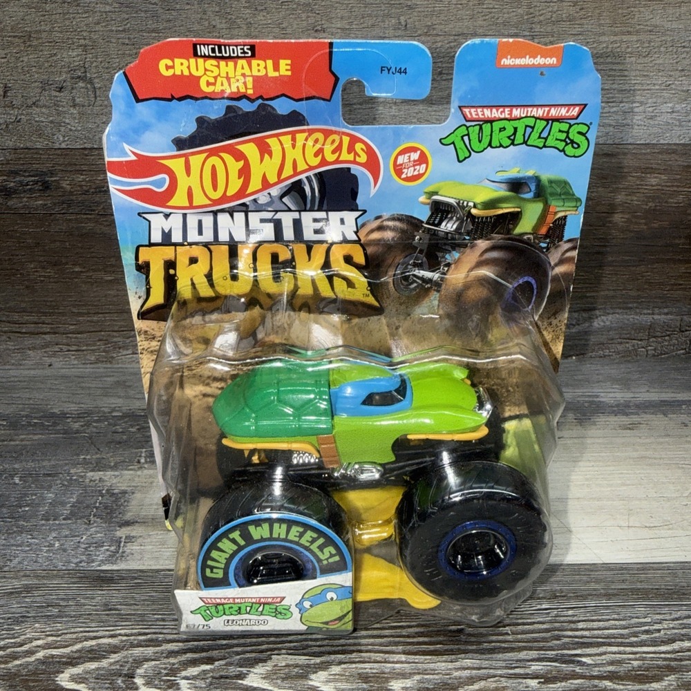 Hot Wheels Monster Trucks TMNT Leonardo 1:64 Diecast 2020 Unopened Green/Blue